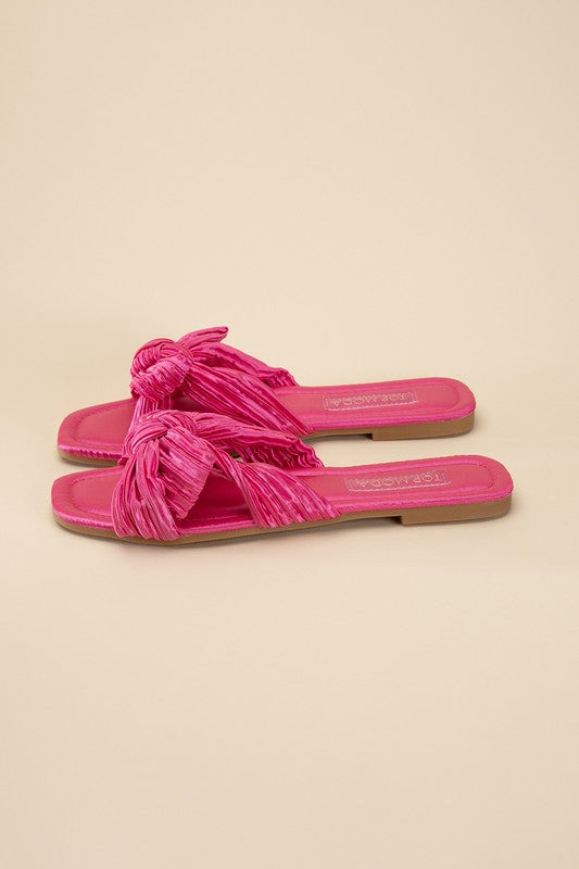 Bow Flat Slides Sandals - RARA Boutique 