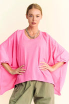 Oversized Drop Shoulder Batwing Sleeve T-Shirt - Davi and Dani - RARA Boutique 