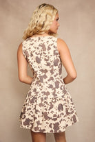 Cow Print Boat Neck Sleeveless Drop Waist Denim Mini Dress - Le Lis - RARA Boutique 