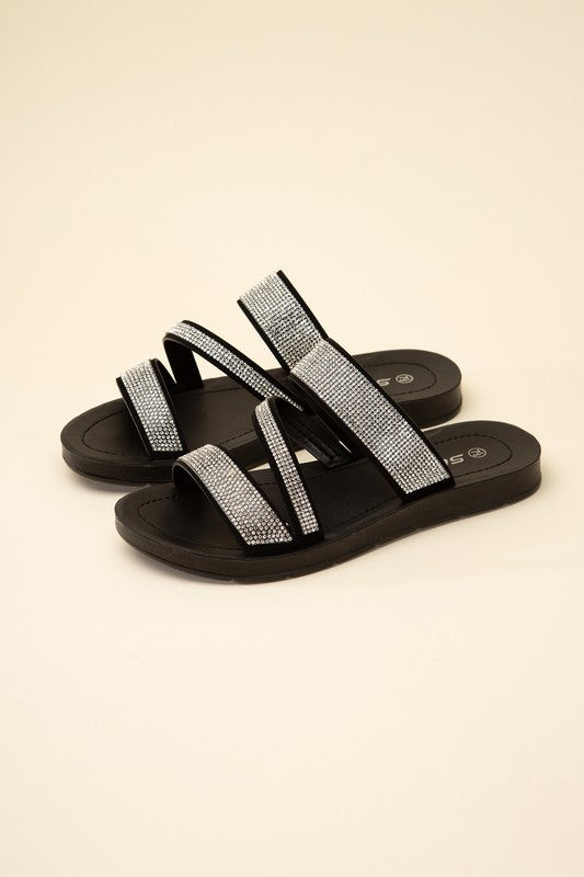 rhinestone Strap Sandals - RARA Boutique 