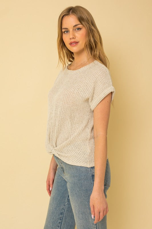 Short Sleeve Bottom Twist Top - RARA Boutique 