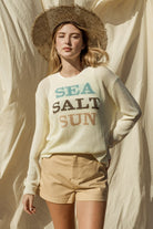 Round Neck Long Sleeve Sea Salt Sun Sweater - RARA Boutique 