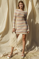 Bell Sleeve Crochet Scalloped Sweater Dress Coverup - RARA Boutique 