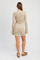 Ruched Crochet Mini Dress - RARA Boutique 
