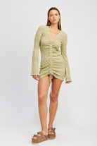 Ruched Crochet Mini Dress - RARA Boutique 
