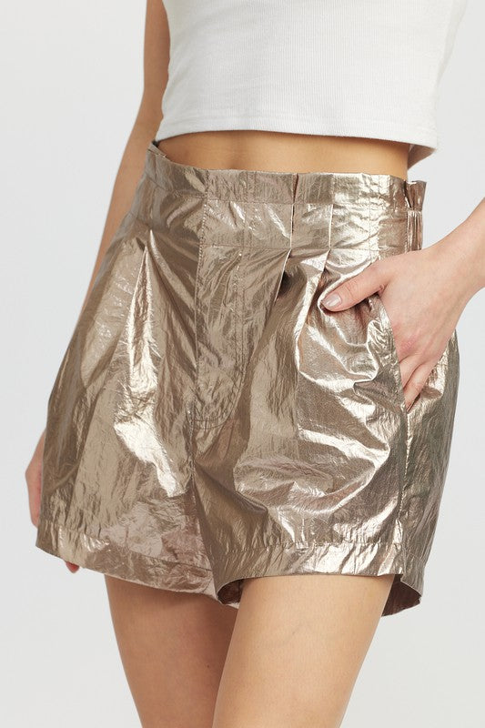 Paperbag Metallic Shorts - RARA Boutique 