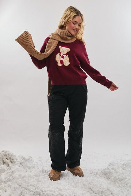 Santa Teddy Bear Long Sleeve Christmas Sweater - Le Lis - RARA Boutique 