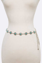 Turquoise Round Concho Chain Belt - RARA Boutique 