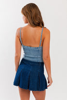 Sleeveless Denim Bustier Bodysuit - RARA Boutique 