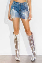 Rhinestone Fringe Star Denim Shorts - Vibrant M.i.U - RARA Boutique 
