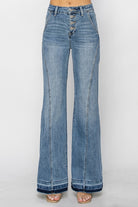 High Rise Medium Wash Front Seam Jeans - Risen - RARA Boutique 