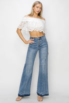 High Rise Medium Wash Front Seam Jeans - Risen - RARA Boutique 