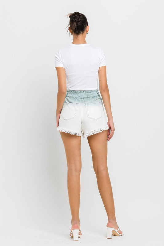 Super High Rise Paperbag Waistband Ombre Shorts - RARA Boutique 