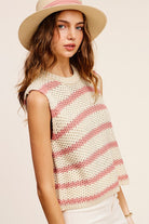 Chunky Stripe Sleeveless Sweater Top - RARA Boutique 