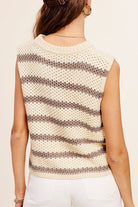 Chunky Stripe Sleeveless Sweater Top - RARA Boutique 