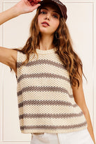 Chunky Stripe Sleeveless Sweater Top - RARA Boutique 