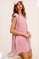 Mineral Washed Sleeveless Dress with Side Pockets - RARA Boutique 