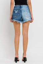 High Rise Two Tone Crossover Denim Shorts - VERVET Flying Monkey - RARA Boutique 