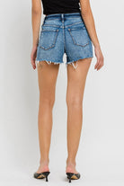 High Rise Raw Hem Denim Shorts - VERVET by Flying Monkey - RARA Boutique 