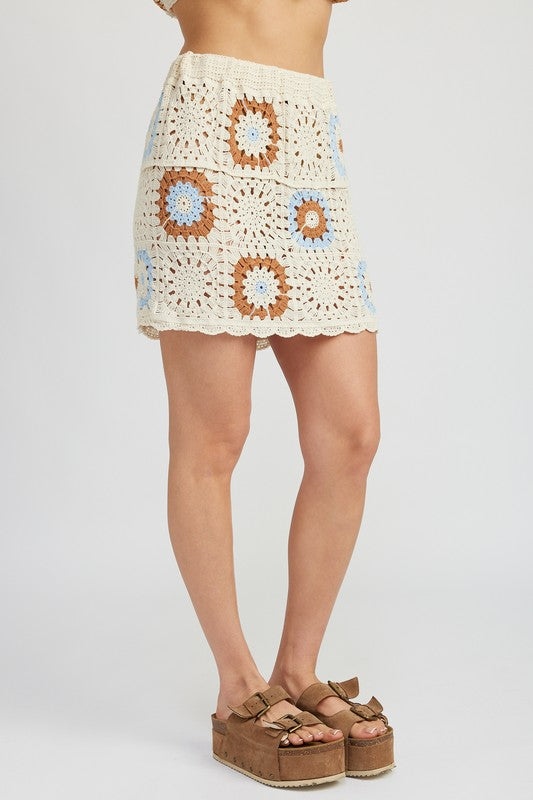 High Waist Crochet Mini Skirt - RARA Boutique 