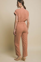 V-Neck Pocketed Jumpsuit - RARA Boutique 