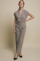 V-Neck Pocketed Jumpsuit - RARA Boutique 