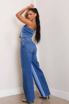 High-Rise Color Block Wide Jeans - Vibrant M.i.U - RARA Boutique 