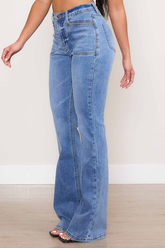 Square Pocket Bootcut Jeans - Vibrant M.i.U - RARA Boutique 