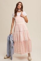 Romantic Tiered Lace Overall Maxi Dress - RARA Boutique 