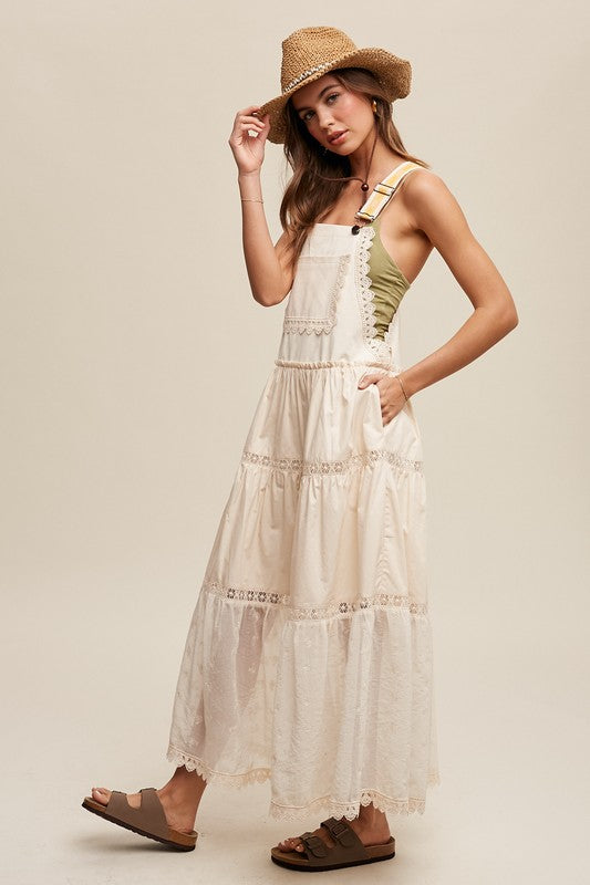 Romantic Tiered Lace Overall Maxi Dress - RARA Boutique 