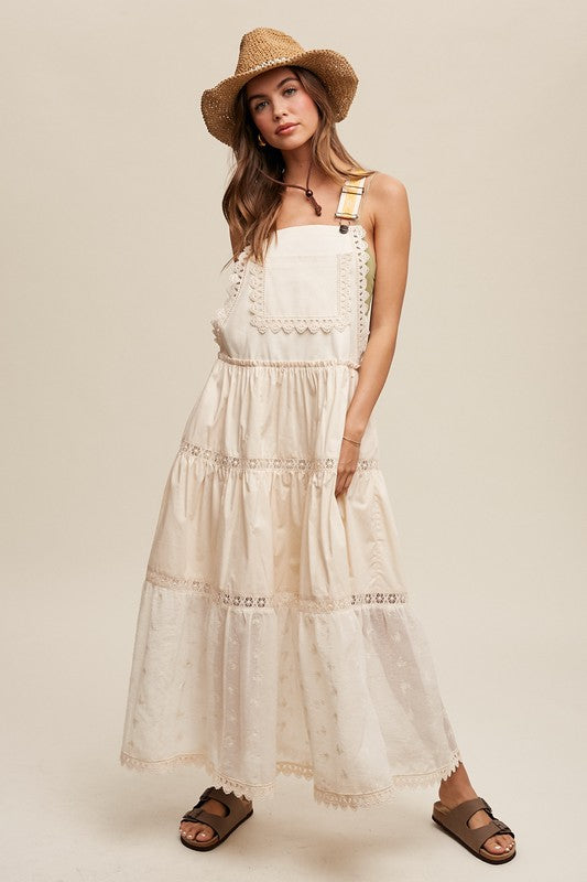 Romantic Tiered Lace Overall Maxi Dress - RARA Boutique 