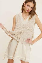 Self Side Tie Detailed Crochet Vest Top - RARA Boutique 