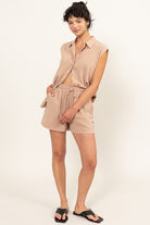 Button Down Linen Shirt and Shorts Set - RARA Boutique 