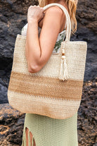 Two-Tone Straw Tote Bag - RARA Boutique 