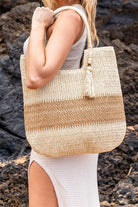 Two-Tone Straw Tote Bag - RARA Boutique 