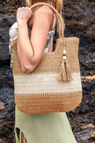 Two-Tone Straw Tote Bag - RARA Boutique 