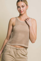 Sleeveless Open Knit Crop Top - RARA Boutique 