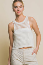 Sleeveless Open Knit Crop Top - RARA Boutique 