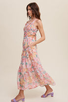 Floral Bubble Textured Style Maxi Dress With Pockets - RARA Boutique 