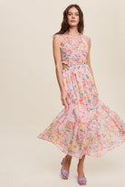 Floral Bubble Textured Style Maxi Dress With Pockets - RARA Boutique 