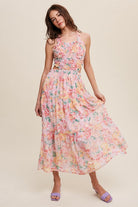 Floral Bubble Textured Style Maxi Dress With Pockets - RARA Boutique 