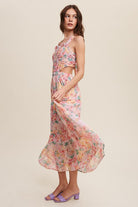 Floral Bubble Textured Style Maxi Dress With Pockets - RARA Boutique 