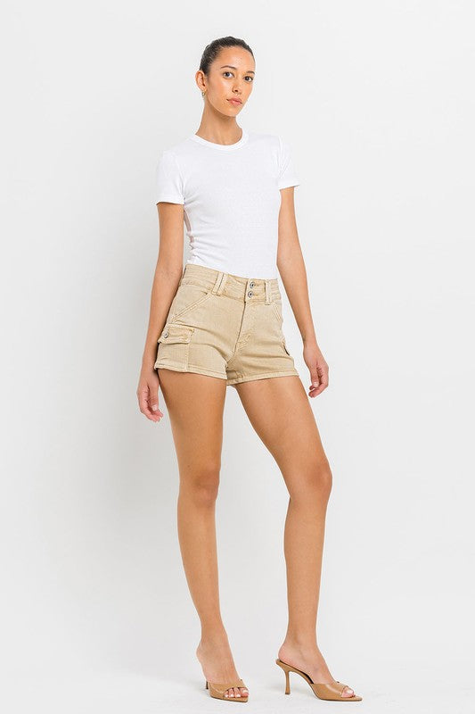 High Rise Cargo Shorts - VERVET Flying Monkey - RARA Boutique 