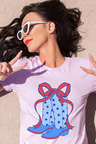 Coquette Cowgirl Boots 4th Of July Graphic T Shirt - RARA Boutique 