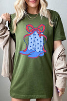 Coquette Cowgirl Boots 4th Of July Graphic T Shirt - RARA Boutique 