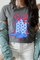 Coquette Cowgirl Boots 4th Of July Graphic T Shirt - RARA Boutique 