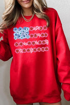 Flower USA Flag Graphic Fleece Sweatshirt - RARA Boutique 