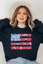 Flower USA Flag Graphic Fleece Sweatshirt - RARA Boutique 