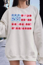 Flower USA Flag Graphic Fleece Sweatshirt - RARA Boutique 