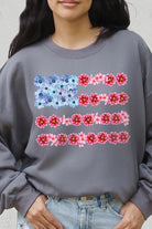 Flower USA Flag Graphic Fleece Sweatshirt - RARA Boutique 